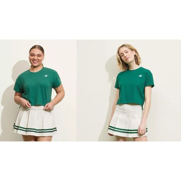 NWT Prince Pickleball Women's Short Sleeve Crop Shirt Top Green L Large Tee - Picture 1 of 2